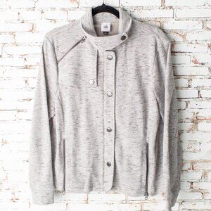 Cabi Rookie Jacket #6932 Women's Large Heathered Gray Snap Full Zip